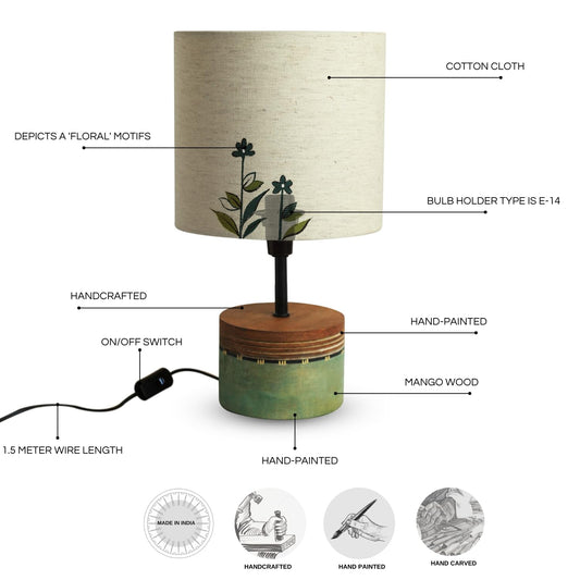 Decorative Mango Wood LED Table Lamp for Bedroom Décor