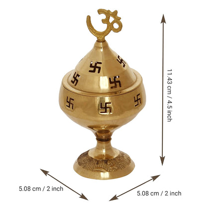 Golden Om and Swastik Symbol Decorative Brass Diya