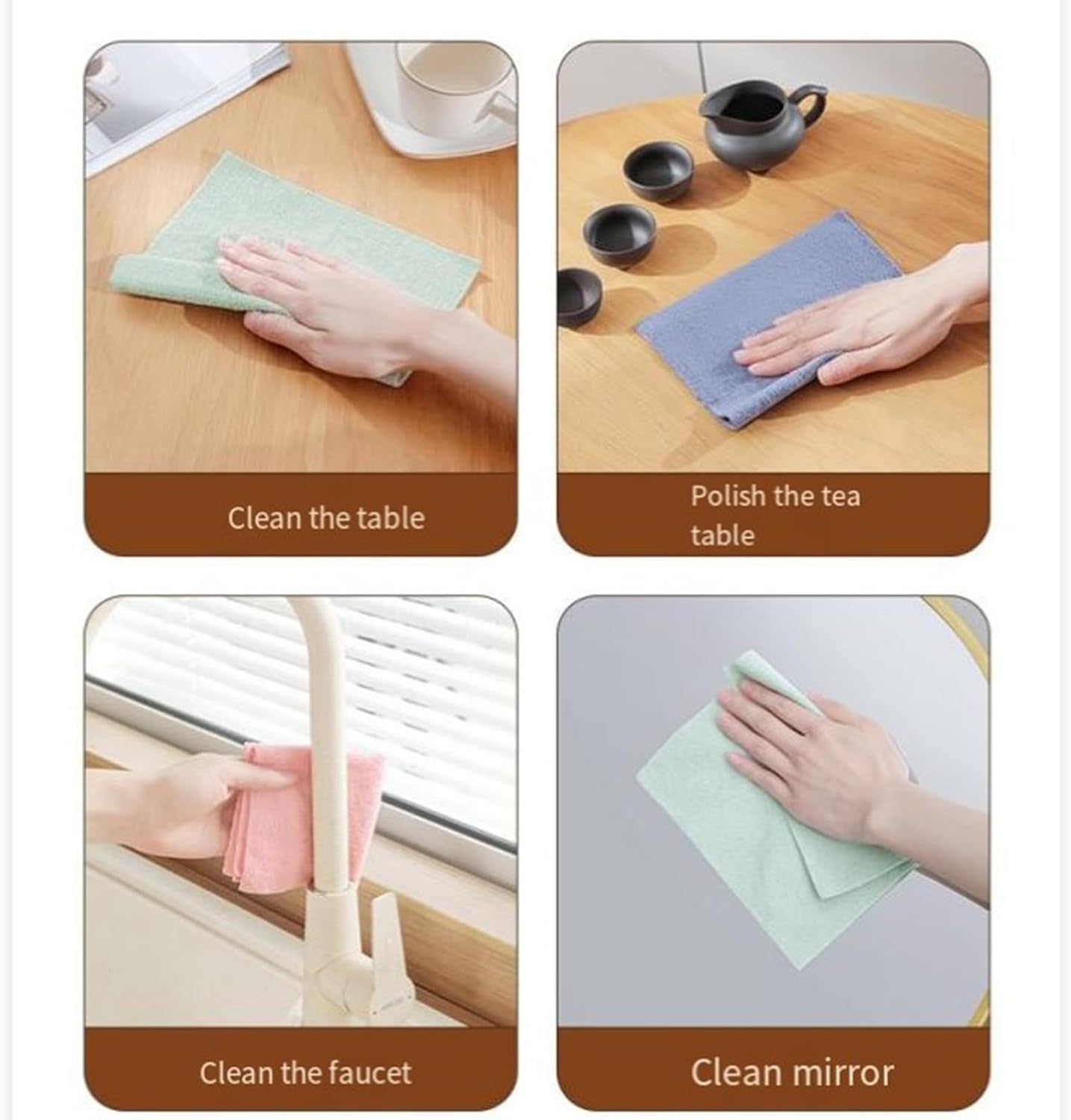 Essentials Reusable Microfiber Cleaning & Drying Wipes