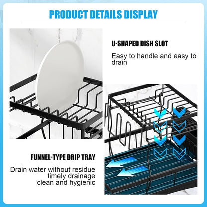 Dish Drying Rack with Auto-Drain System