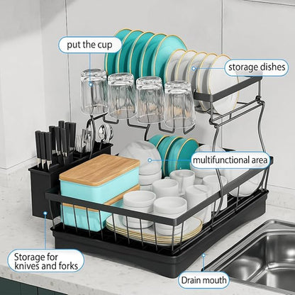 Dish Drying Rack with Auto-Drain System