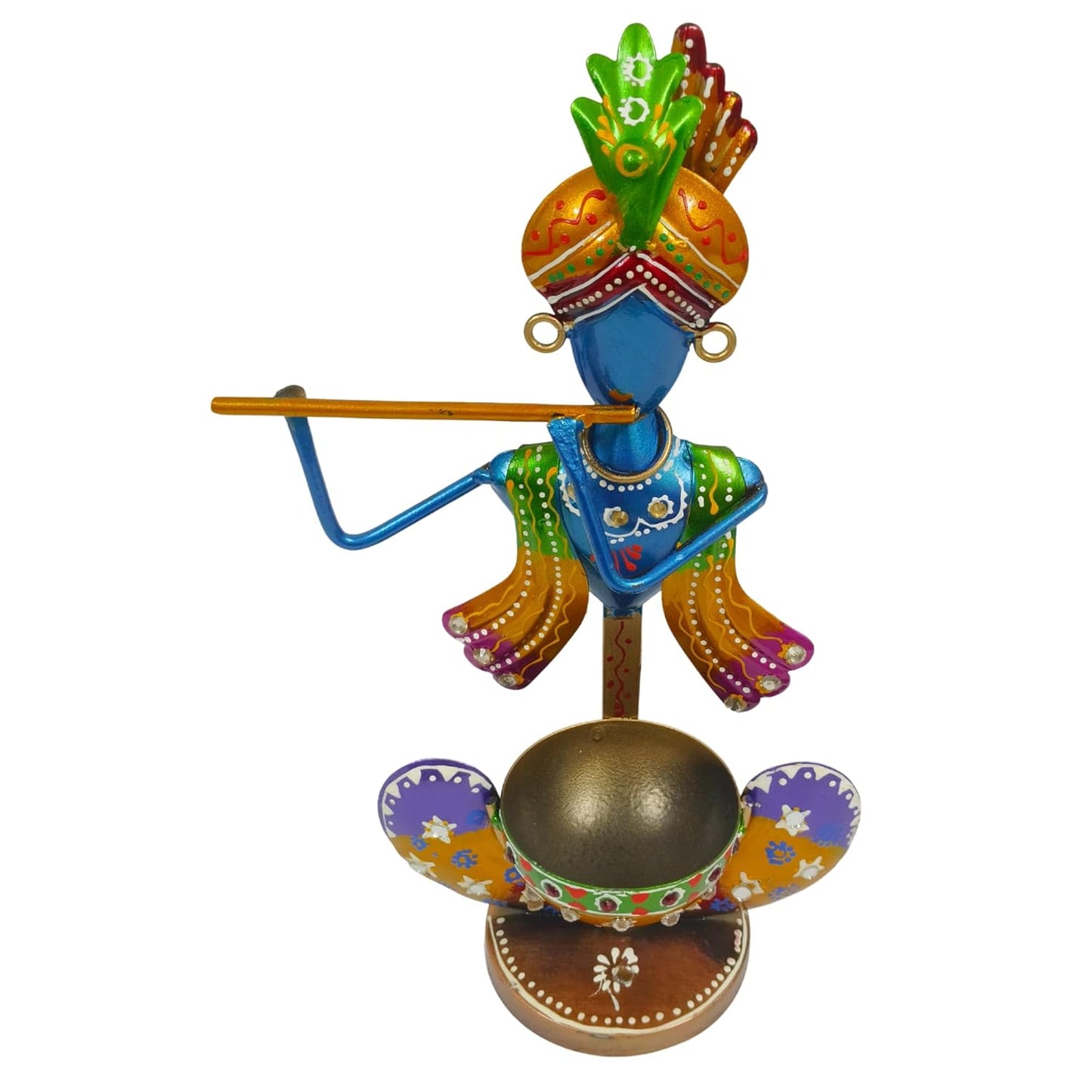 Handcrafted Metal Krishna Tealight Candle Holder