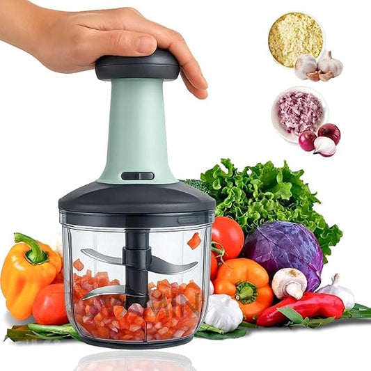 Manual Hand-Press Vegetable Chopper Mixer Cutter