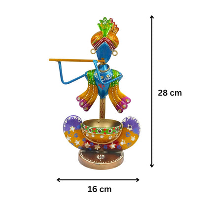 Handcrafted Metal Krishna Tealight Candle Holder