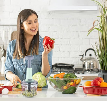 Manual Hand-Press Vegetable Chopper Mixer Cutter