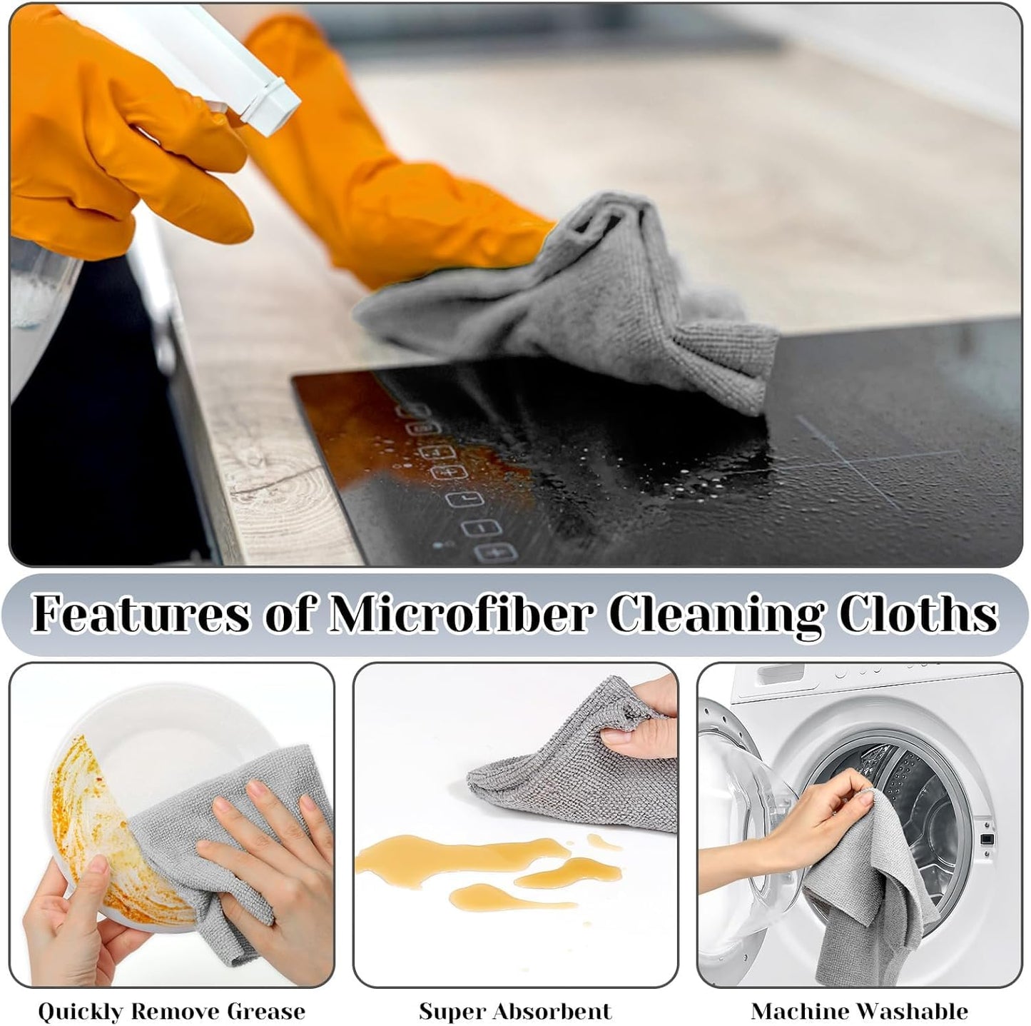 Microfiber Kitchen Towel Roll, Multipurpose Cleaning Cloth Roll Pre-Cut Tear Away Microfiber Cleaning Cloth Roll Kitchen Cloth for Kitchen, Car, Garage and Home